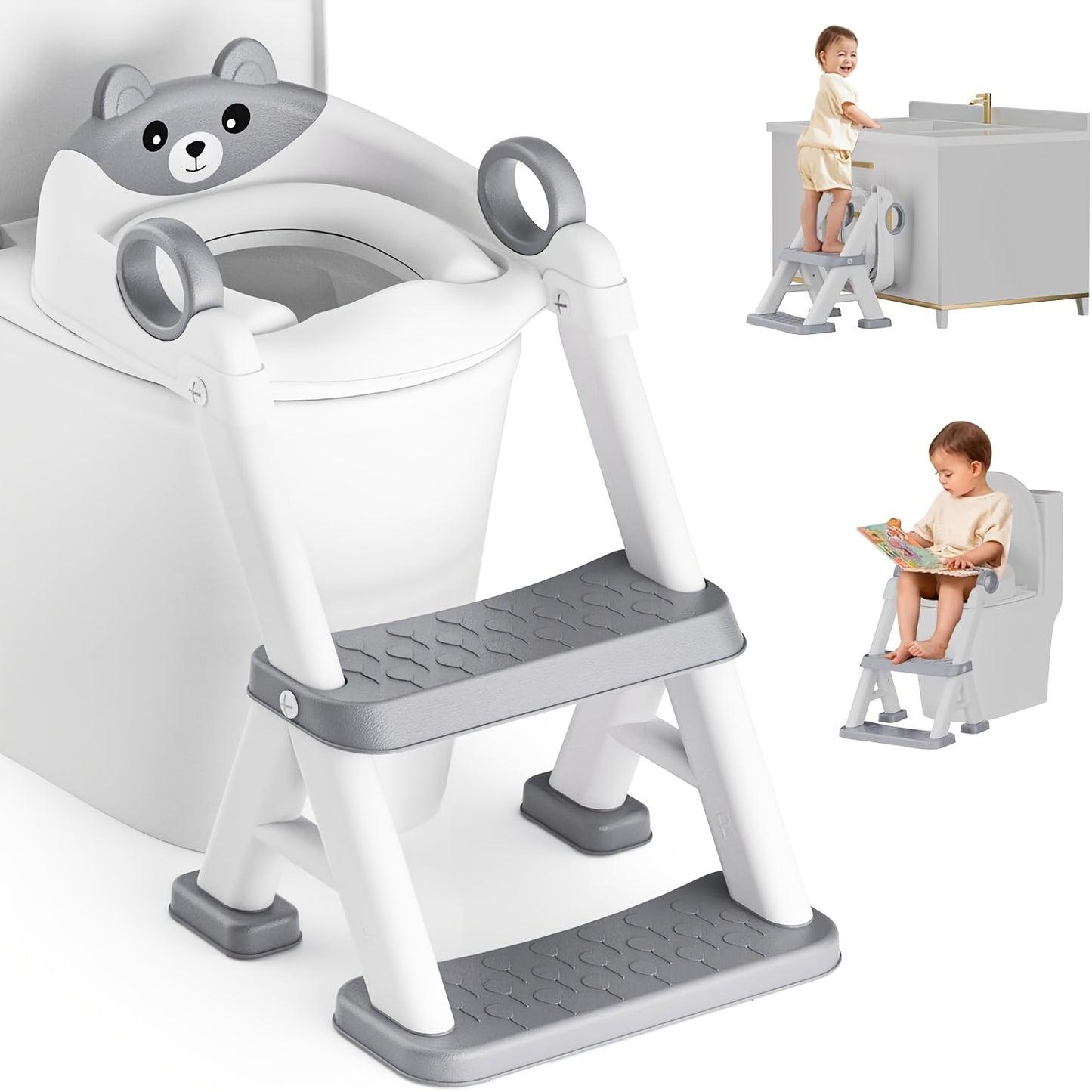 2 in 1 Potty Training Toilet With Steps And Handrails