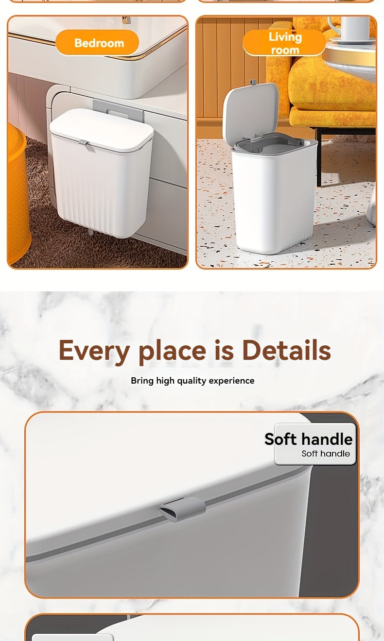 1pc Large Flip Cover Wall-Mounted Kitchen Trash Can