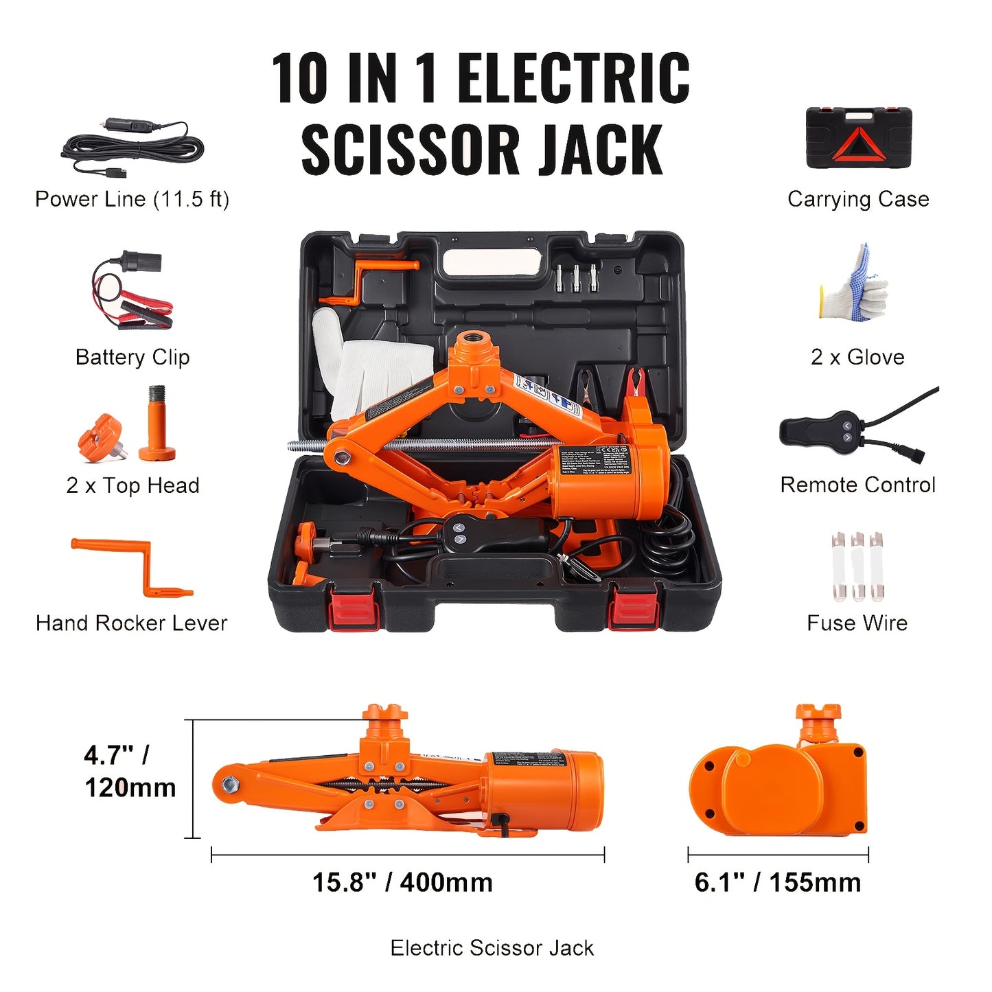 Happybuy Auto Elevator, 3 Ton/ 6600 Lbs Lift, 12V Automated Scissor Lift with Twin Supports And Remote Control, Compact Vehicle Lift for Sedan, SUV, And Truck Wheel Replacement