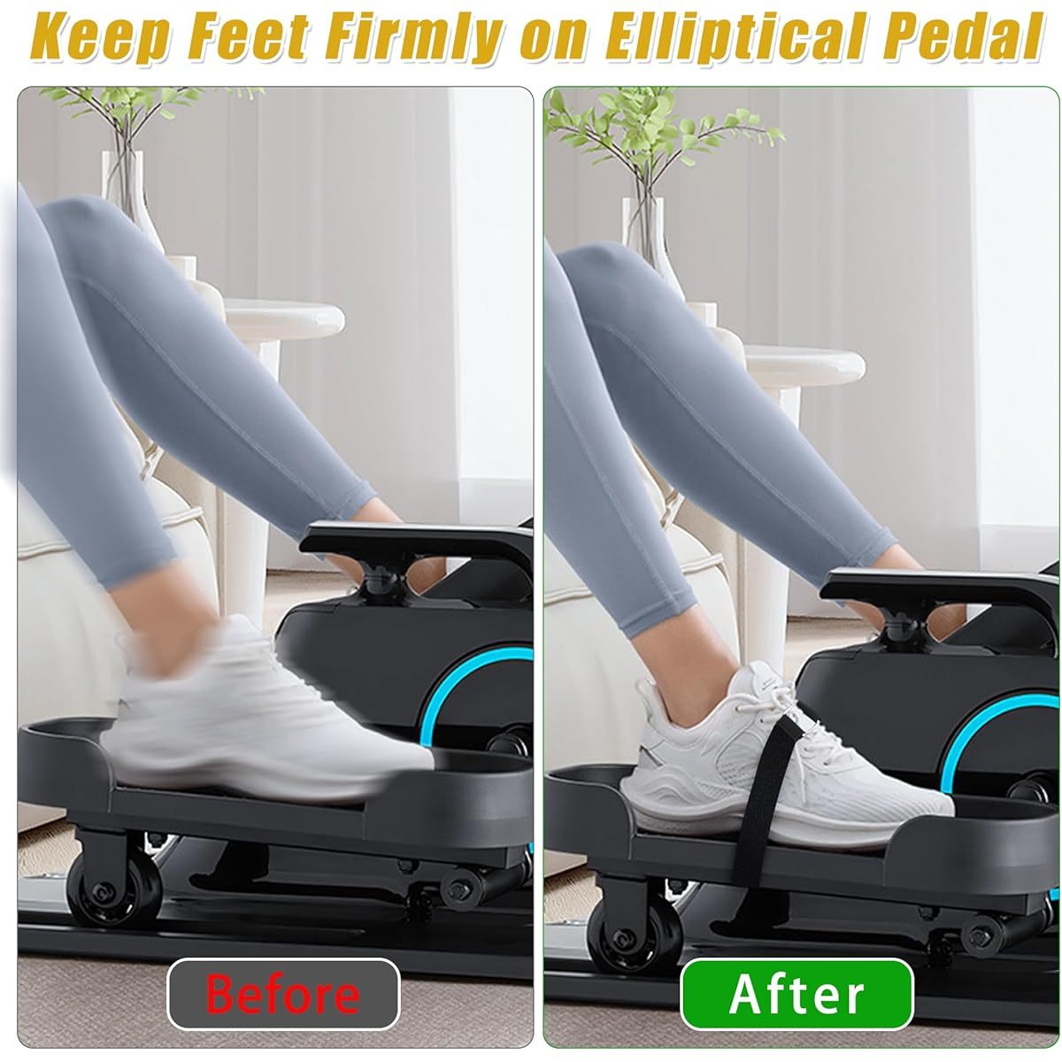 4pcs Ellipse Leg Exerciser Pedal Straps - Non-Slip Under Desk Foot Straps with Adjustable Metal Buckles, Ergonomic Design for Home Office Workstation Fitness, Seniors & Adults