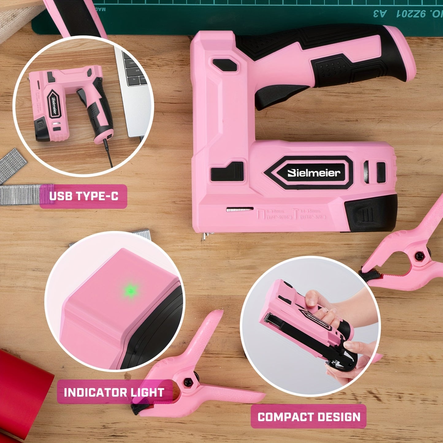 Bielmeier 20V/4V Cordless 2-in-1 Nail Gun for Carpentry