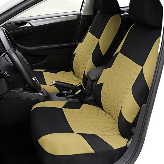 2pcs Durable Universal Car Seat Covers - Polyester Fabric, Fashionable, Easy to Clean, Multiple Colors