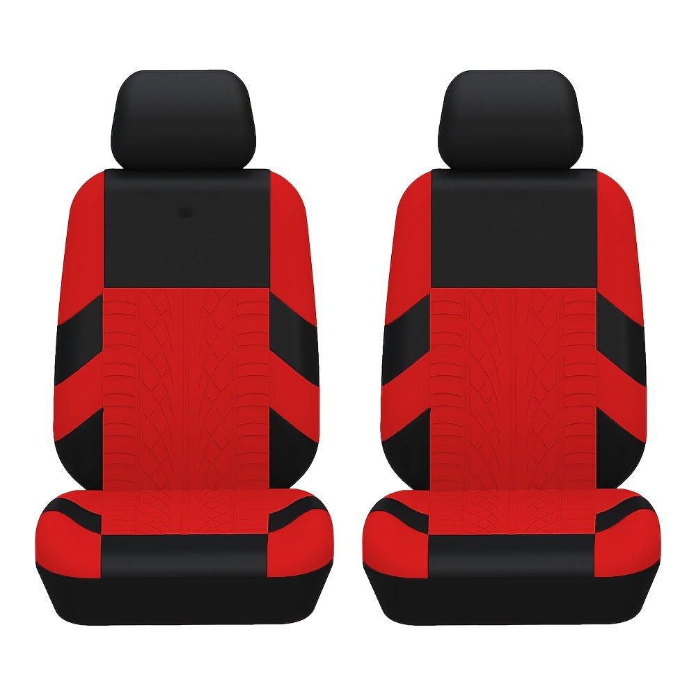 2pcs Durable Universal Car Seat Covers - Polyester Fabric, Fashionable, Easy to Clean, Multiple Colors