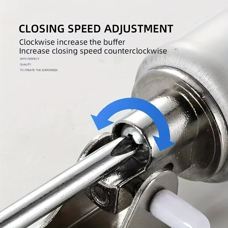 2pcs Wind-Resistant Heavy-Duty Door Closers with Adjustable Speed, Polished Metal Finish, Touch & Remote Control - Secure Home Safety