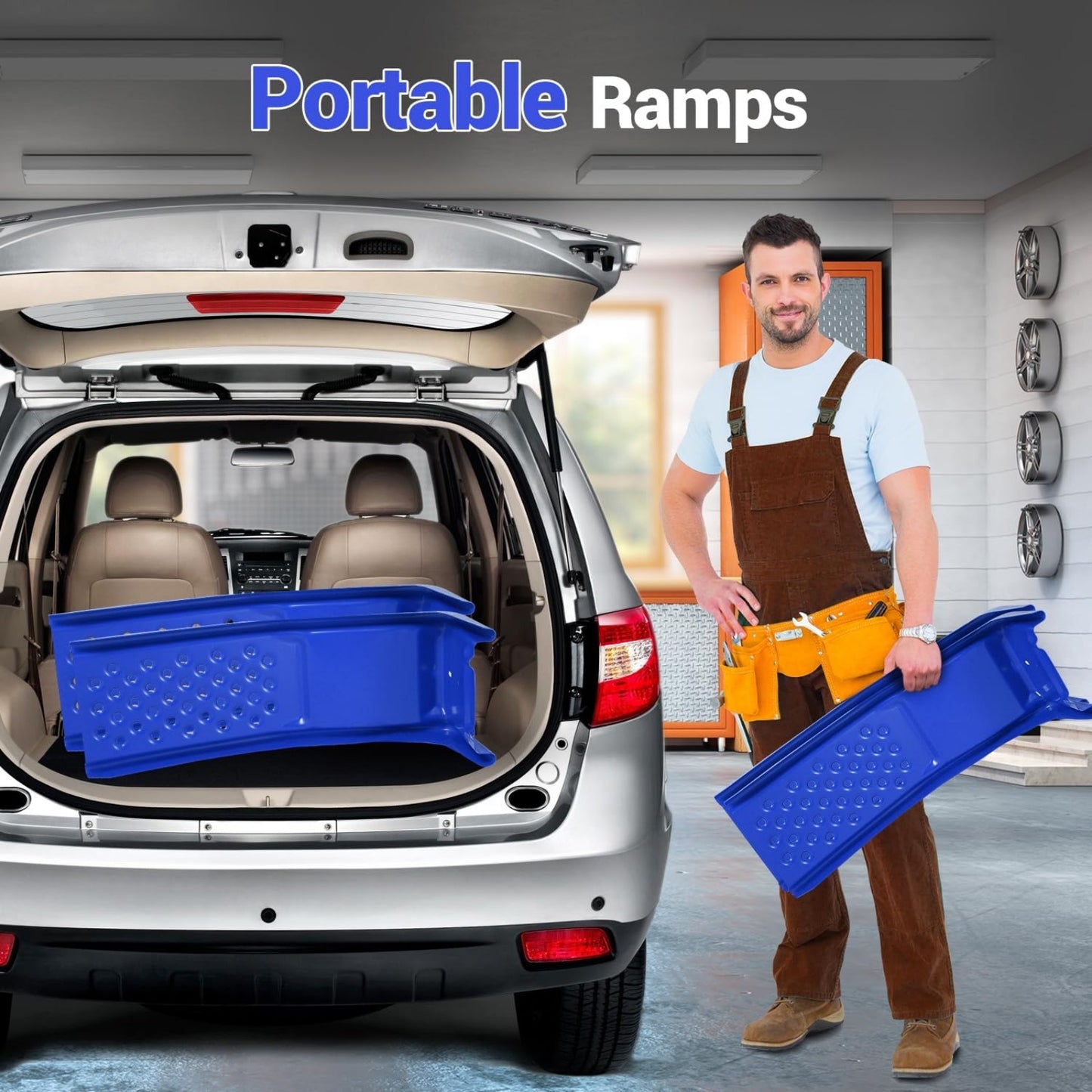 Heavy Duty Car Ramp, 8000 Lbs Auto Ramps, Solid Steel Truck Ramp, Car Ramp Set-Lifts Vehicles Up to 8 Inch, Ideal for Oil Change, Car Repair, Easy Home Garage Maintenance, 2 Pack