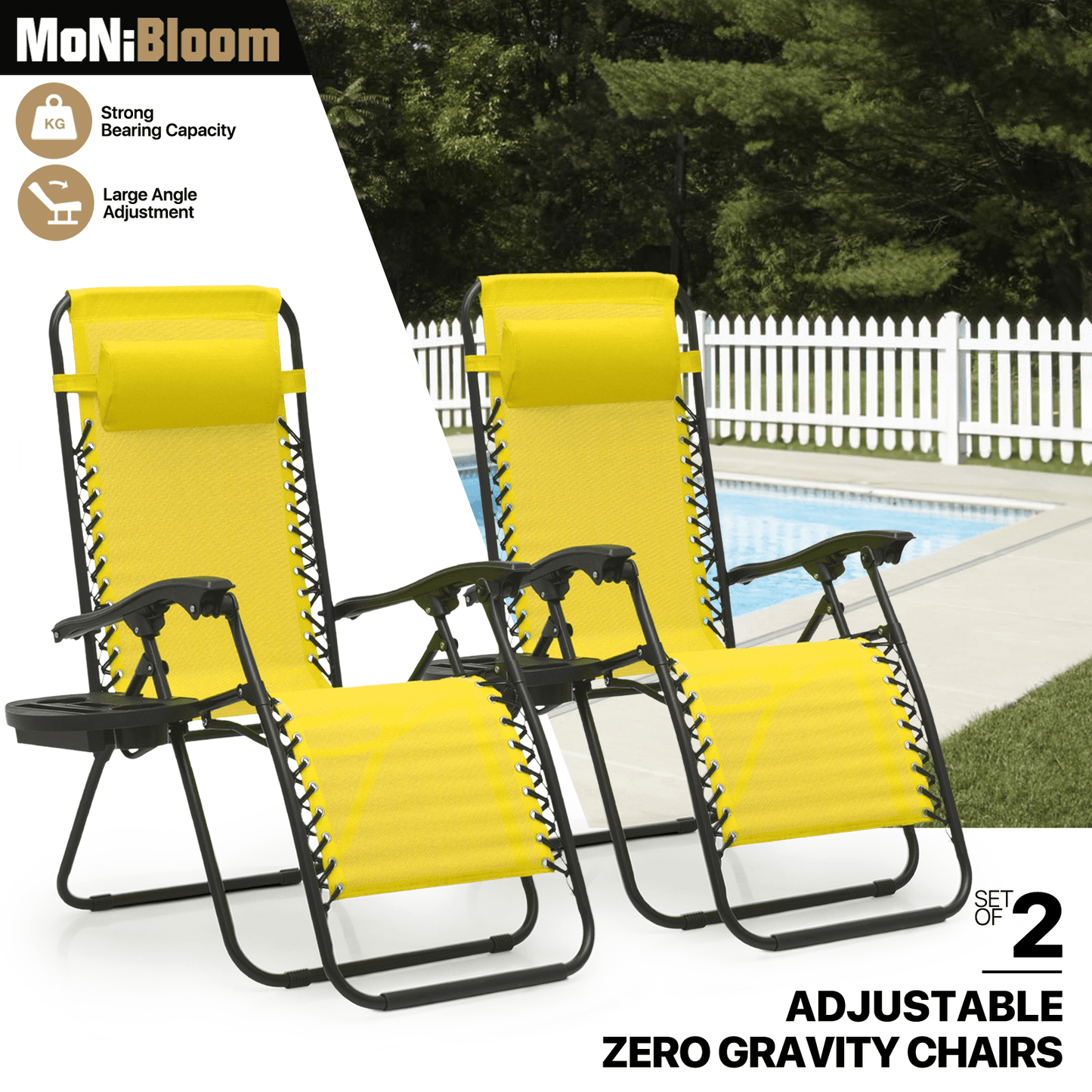 MoNiBloom Zero Gravity Chairs Set of 2 Outdoor Folding Patio Lounge Chairs