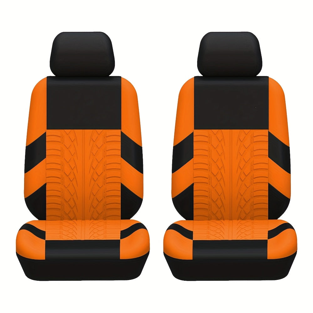 2pcs Durable Universal Car Seat Covers - Polyester Fabric, Fashionable, Easy to Clean, Multiple Colors