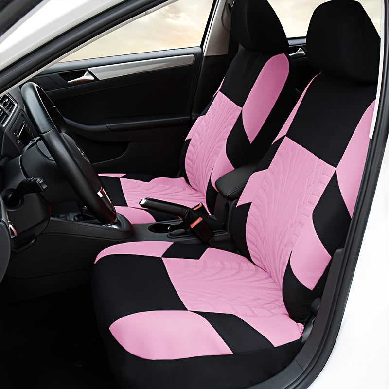 2pcs Durable Universal Car Seat Covers - Polyester Fabric, Fashionable, Easy to Clean, Multiple Colors
