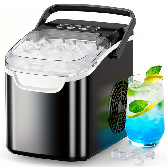 Portable Ice Maker 8 Cubes in 6 Minutes Two Sizes Black