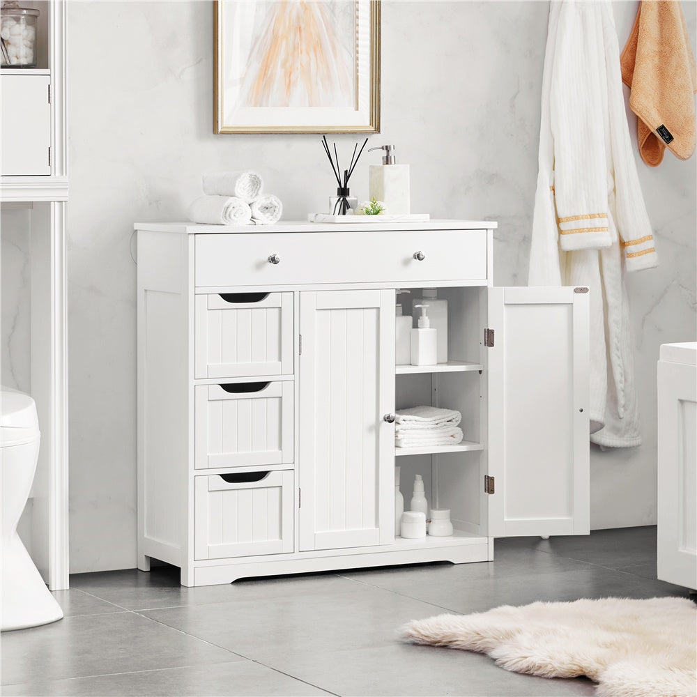 Costoffs Bathroom Storage Cabinet With 4 Drawers And 2 Doors Moisture Resistant
