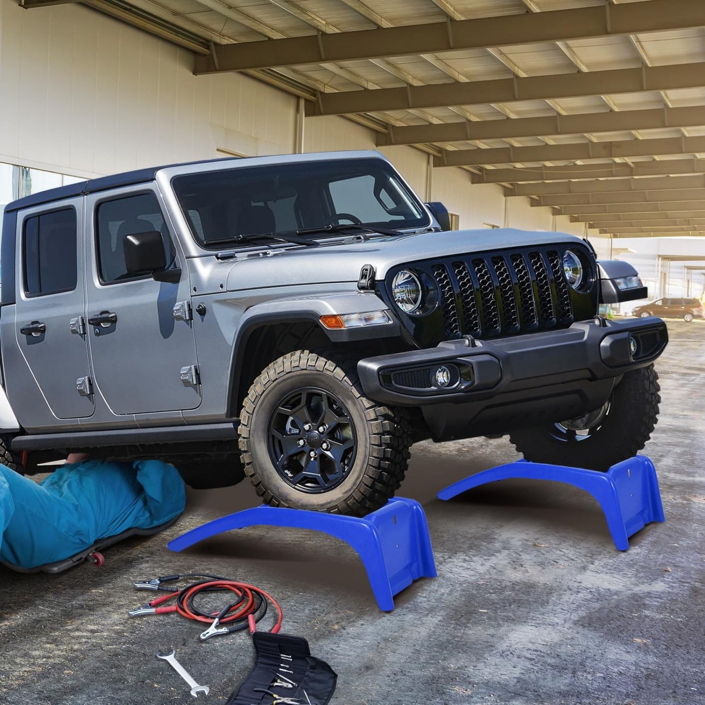 Heavy Duty Car Ramp, 8000 Lbs Auto Ramps, Solid Steel Truck Ramp, Car Ramp Set-Lifts Vehicles Up to 8 Inch, Ideal for Oil Change, Car Repair, Easy Home Garage Maintenance, 2 Pack