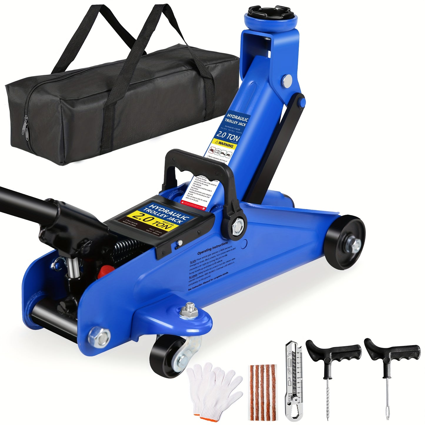 2/2.5/3 Ton Capacity, Jack Kit Low Profile Hydraulic Trolley Service/Floor Jack Combo, Multiple meal plans to choose from 3 Ton Jack Stands 2PCS, Tire Repair Kit, 14-inch Wheel Cross Wrench, Wheel Chock, Jack Accessories Red/