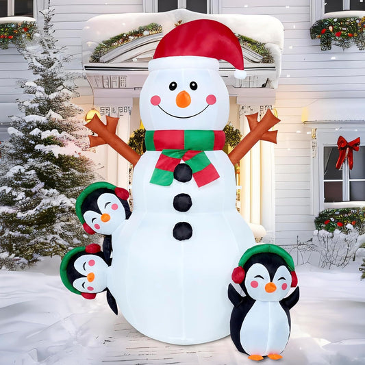 6 Foot Snowman Inflatable With Colorful LEDs Outdoor Decor