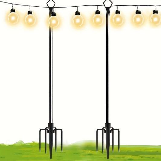 2 Pack 10ft String Light Pole for Deck, Metal String Light Pole for Outdoor Hanging, Suitable for Outdoor Decorating Garden, Backyard, Patio, It Is A Lighting Stand for Parties, Christmas And Weddings!