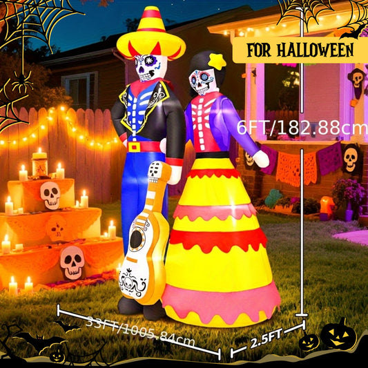 6Ft Day of the Dead Inflatable Outdoor With LED Lights