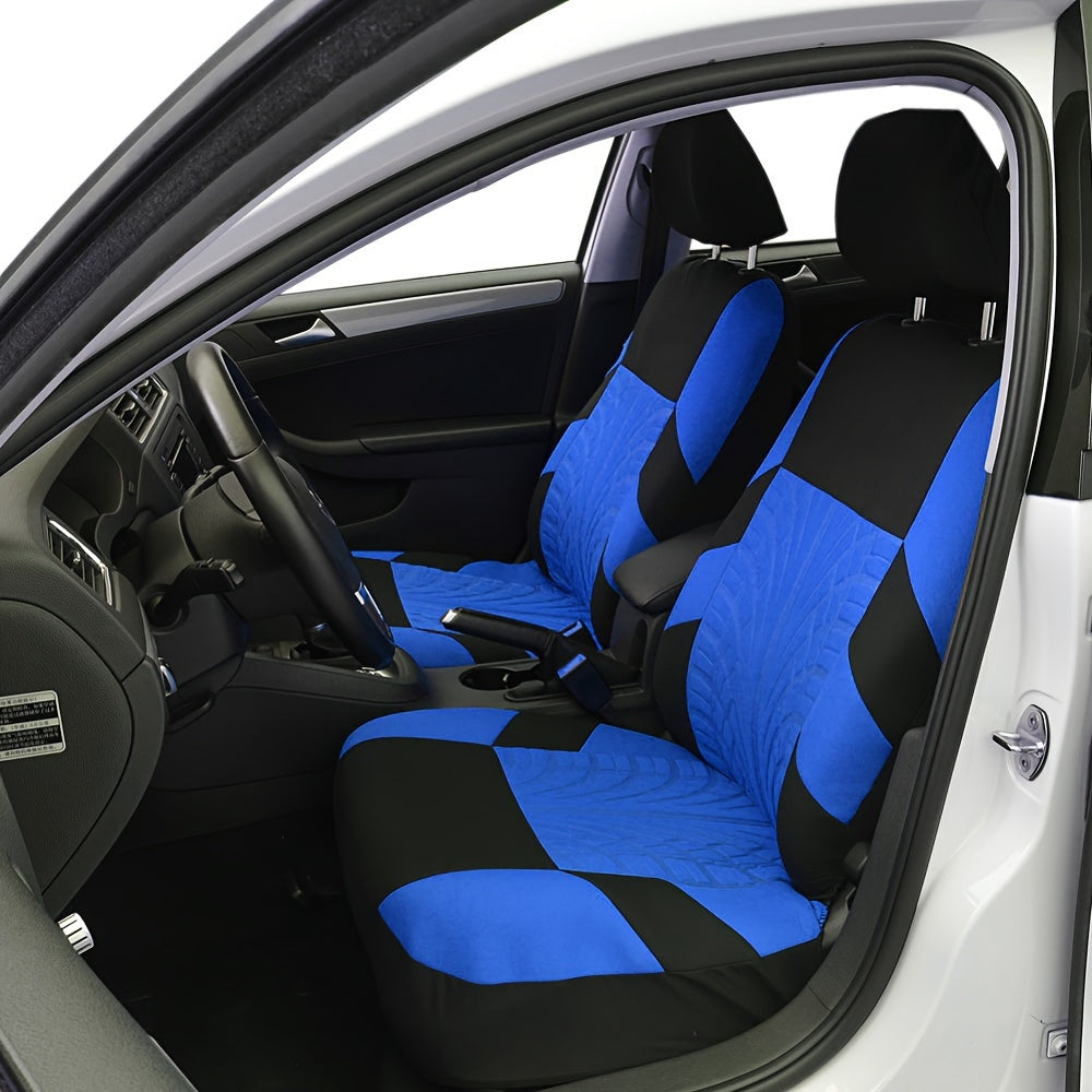 2pcs Durable Universal Car Seat Covers - Polyester Fabric, Fashionable, Easy to Clean, Multiple Colors