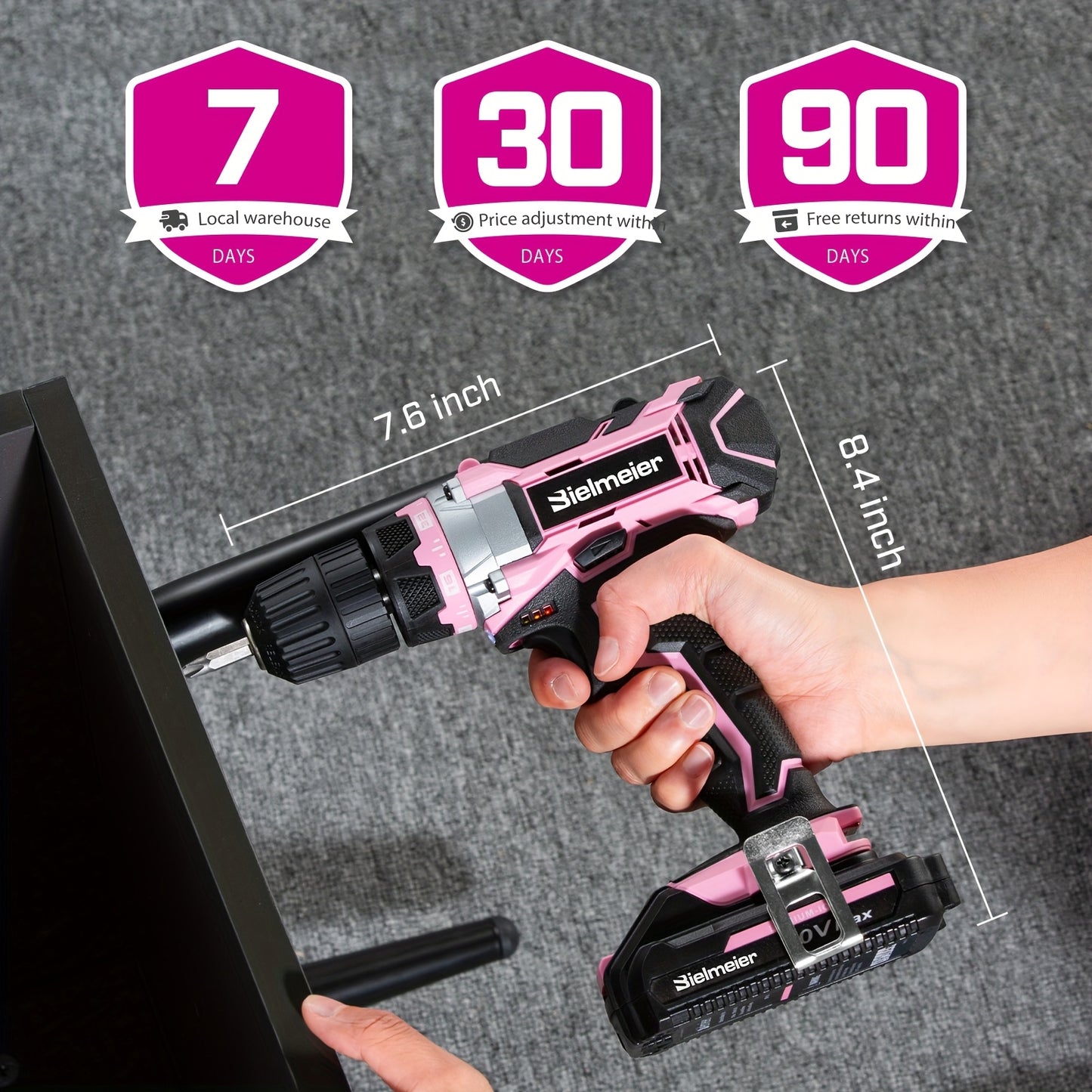 Bielmeier 236pcs Pink Tool Kit 20V Cordless Drill For Women