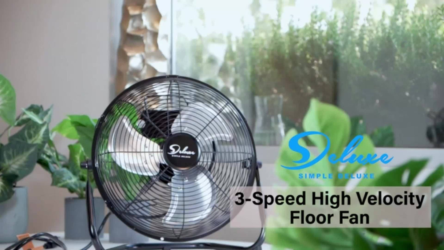 IPower 18 Inch Floor Fan 3 Speed High Velocity Industrial, Heavy Duty Metal Design for Warehouse, Workshop, Factory, And Basement Black, 1 Pack
