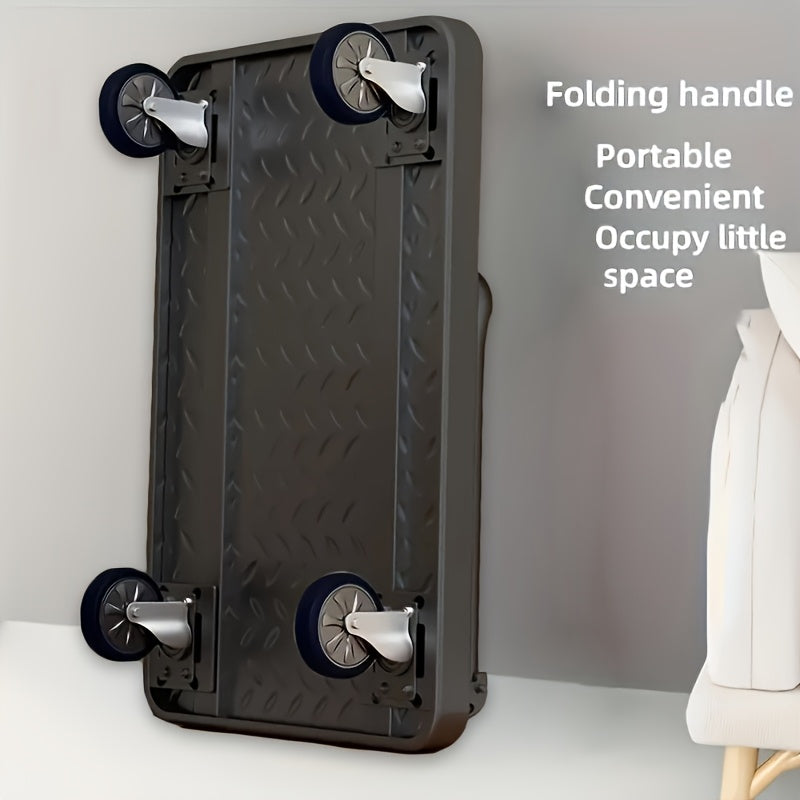Heavy Duty Folding Trolley-800lbs Maximum Carrying Capacity Space Saving Foldable Platform, 360 ° Rotating Handle Heavy Duty Plastic Tray, Super Durable, Suitable for Home, Office, Warehouse. A Perfect Gift for A Father Or H