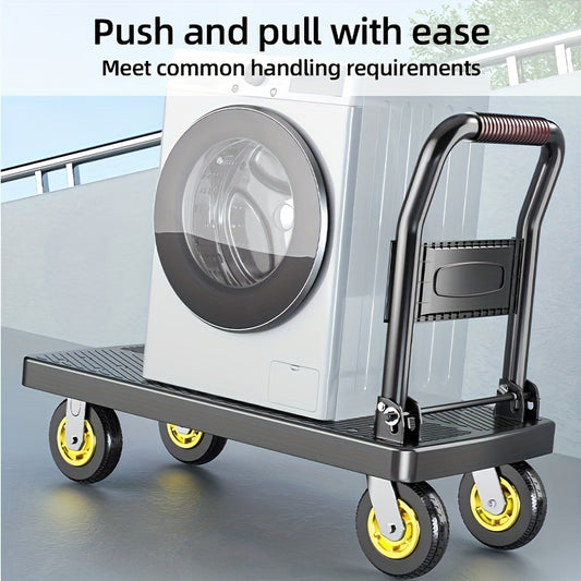 Heavy Duty Folding Trolley-800lbs Maximum Carrying Capacity Space Saving Foldable Platform, 360 ° Rotating Handle Heavy Duty Plastic Tray, Super Durable, Suitable for Home, Office, Warehouse. A Perfect Gift for A Father Or H