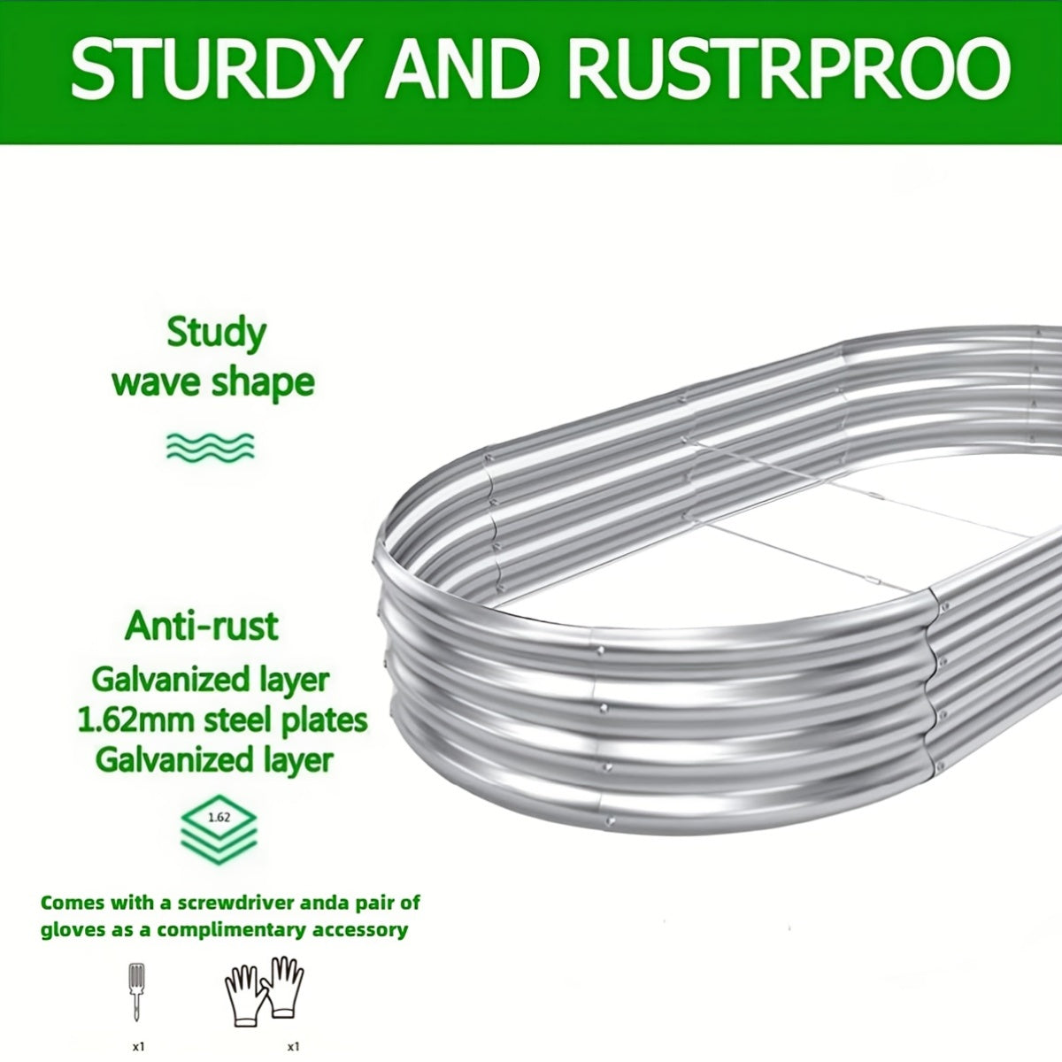 2 Pack Galvanized Raised Garden Bed Kit Oval Planter Boxes For Vegetables