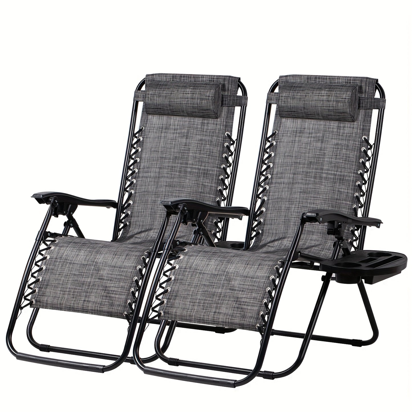 2 Pack Zero Gravity Patio Recliners With Head Support Alloy Steel Frame