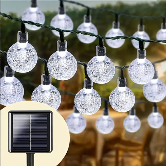 100pcs Solar Outdoor Crystal Ball Light String, Warm White Light, Colorful Changes, Light Up The Night And Create A Romantic Atmosphere. It Can Be Used In All Seasons And Can Easily Decorate The Courtyard, Balcony, Garden, Ca