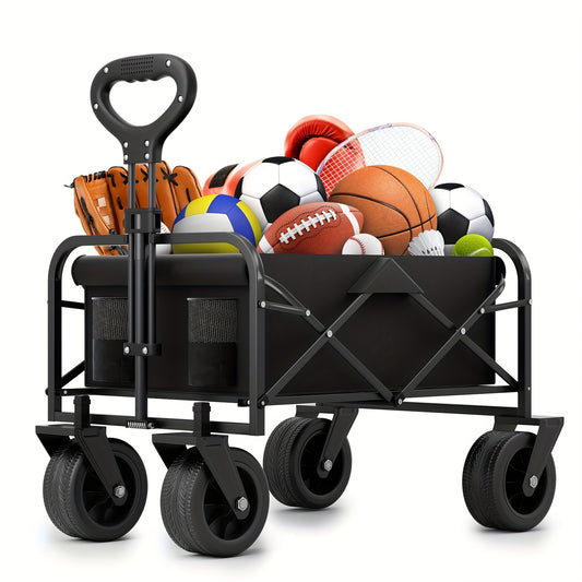 Heavy Duty Folding Wagon  450LBS/ 330LBS/ 220LBS Utility Cart, Side Pockets.