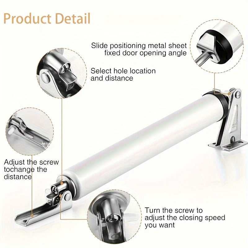 2pcs Wind-Resistant Heavy-Duty Door Closers with Adjustable Speed, Polished Metal Finish, Touch & Remote Control - Secure Home Safety