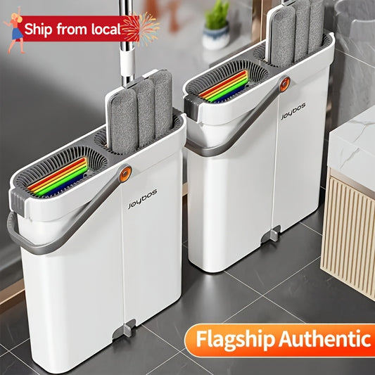 12.99inch/15.75inch Hand-Free Mop And Wash Bucket Set with 2 Washable Reusable Microfiber Cloths, Machine Washable Matching Cloths, Wet And Dry Floor Dust Mops, Floor Cleaning Systems, Bucket Sets, Cleaning Supplies, Cleaning