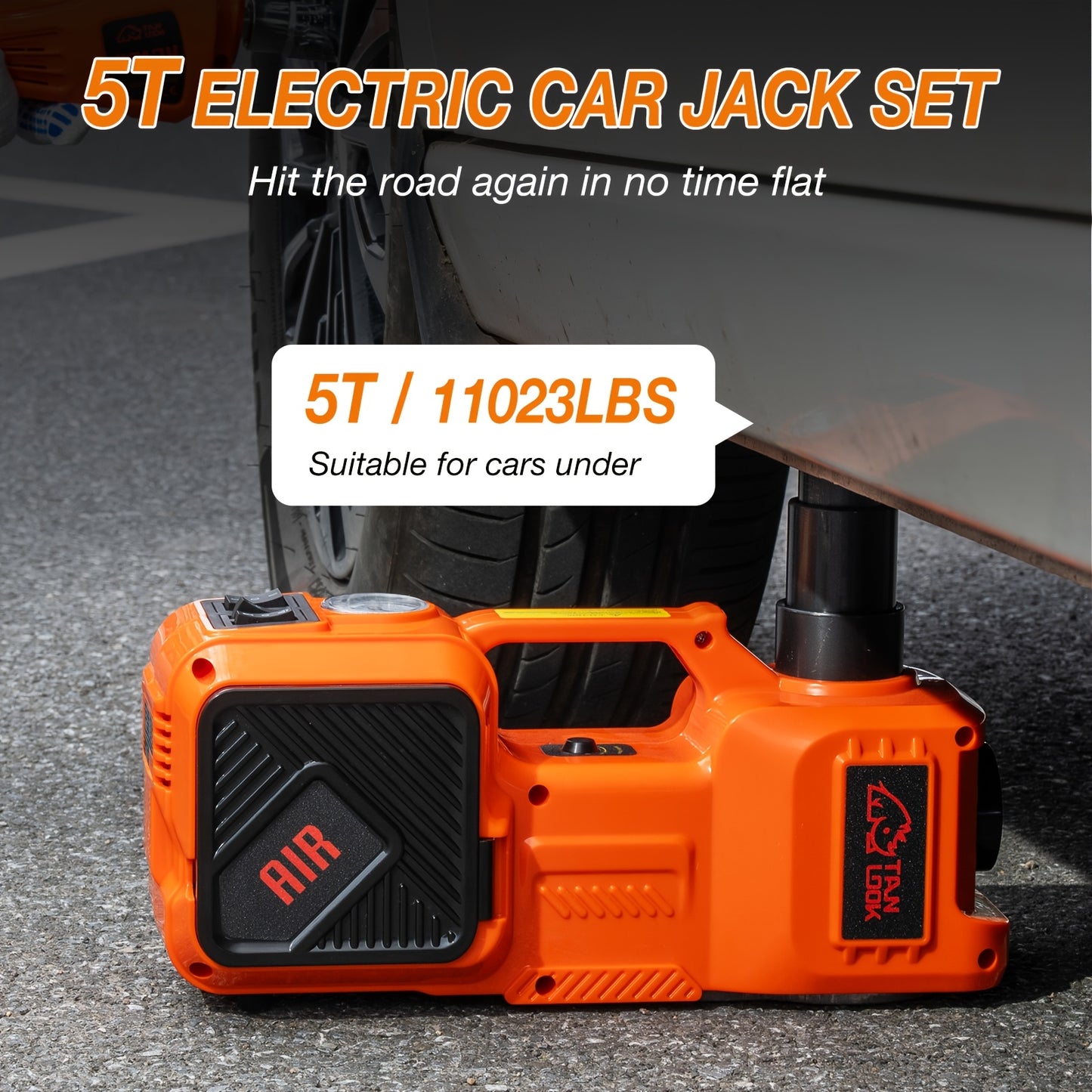 5 Ton Electric Car Jack, Hydraulic Jack And Electric Impact Wrench, Portable Car Lift with Built-in Air Pump, Suitable for SUV MPV Car Truck Tire Replacement Garage Maintenance Easy to Repair Car Tires, Emergency Maintenance