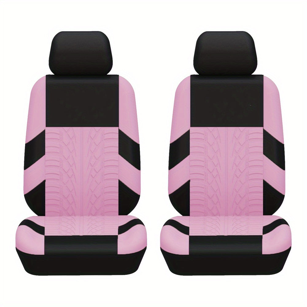 2pcs Durable Universal Car Seat Covers - Polyester Fabric, Fashionable, Easy to Clean, Multiple Colors