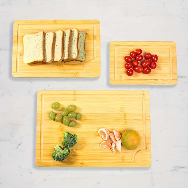 Bamboo Cutting Board Heavy Duty Non Slip Deep Juice Groove Easy Clean