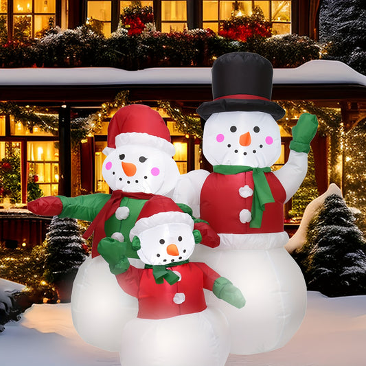 Snowman Family Inflatables Outdoor Christmas Yard Decor LED