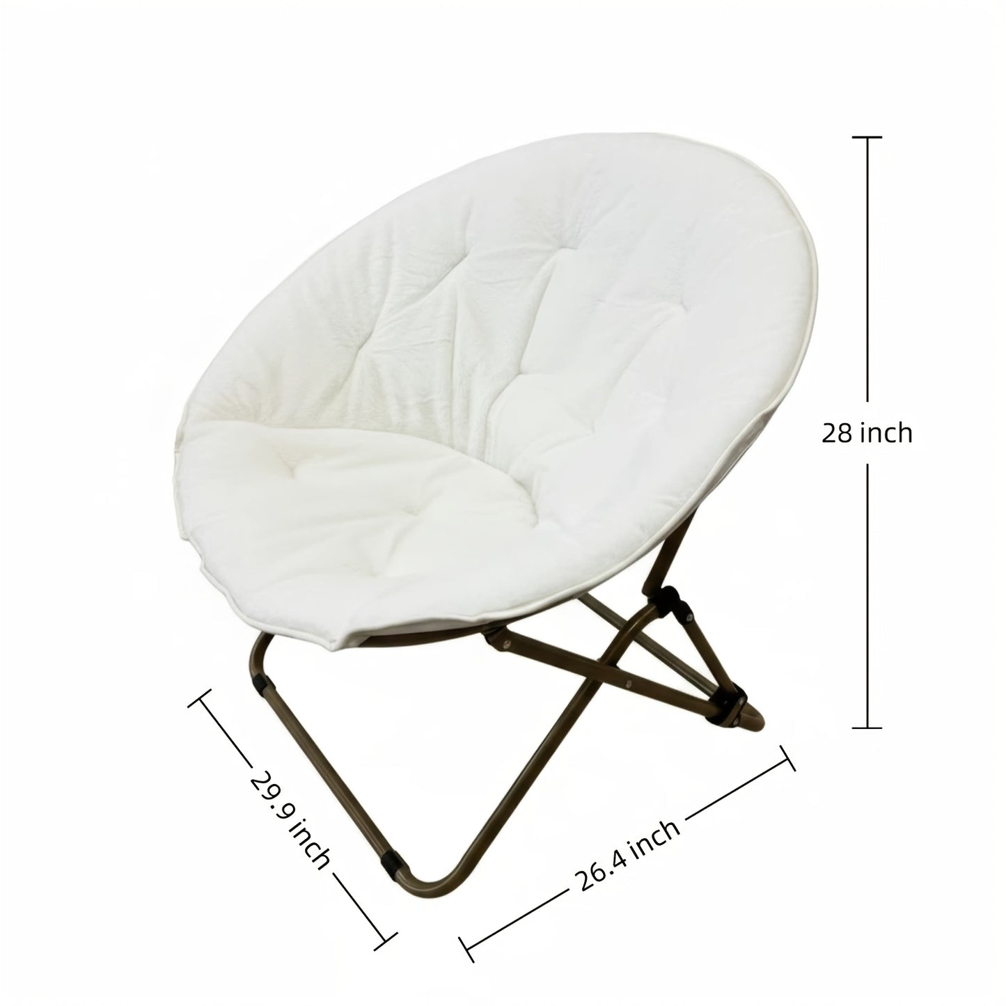 Faux Fur Saucer Chair XL Circle Seat For Bedroom Dorm And Gaming Foldable