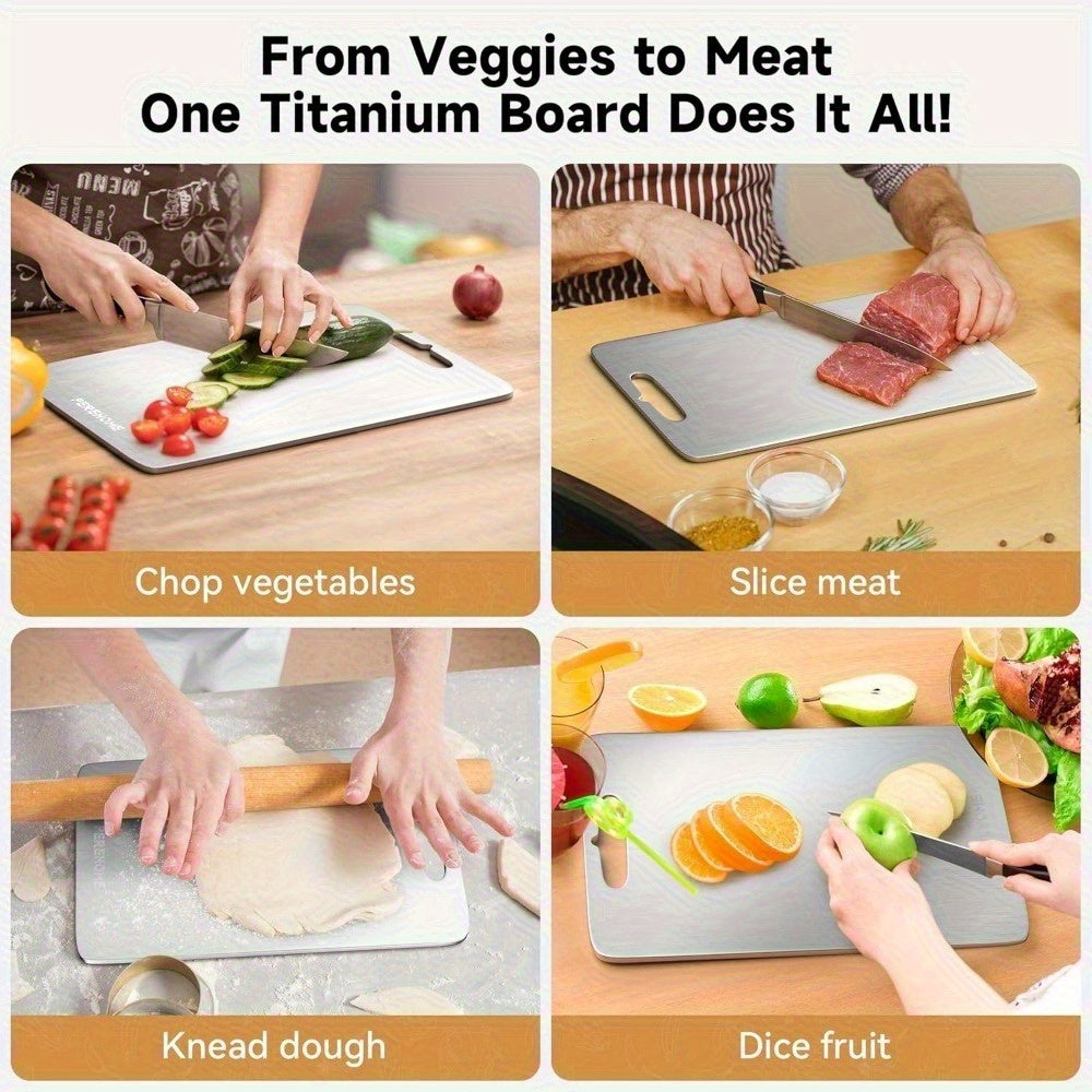 Three Piece Titanium Cutting Board Set Food Grade Double Sided With Handle