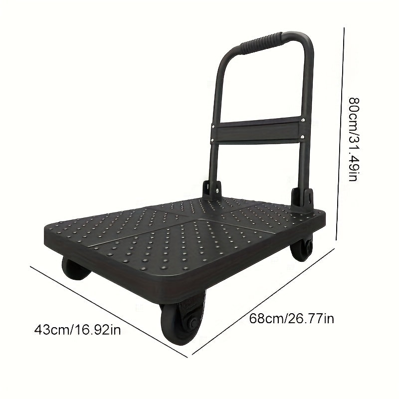 Heavy Duty Folding Trolley-800lbs Maximum Carrying Capacity Space Saving Foldable Platform, 360 ° Rotating Handle Heavy Duty Plastic Tray, Super Durable, Suitable for Home, Office, Warehouse. A Perfect Gift for A Father Or H