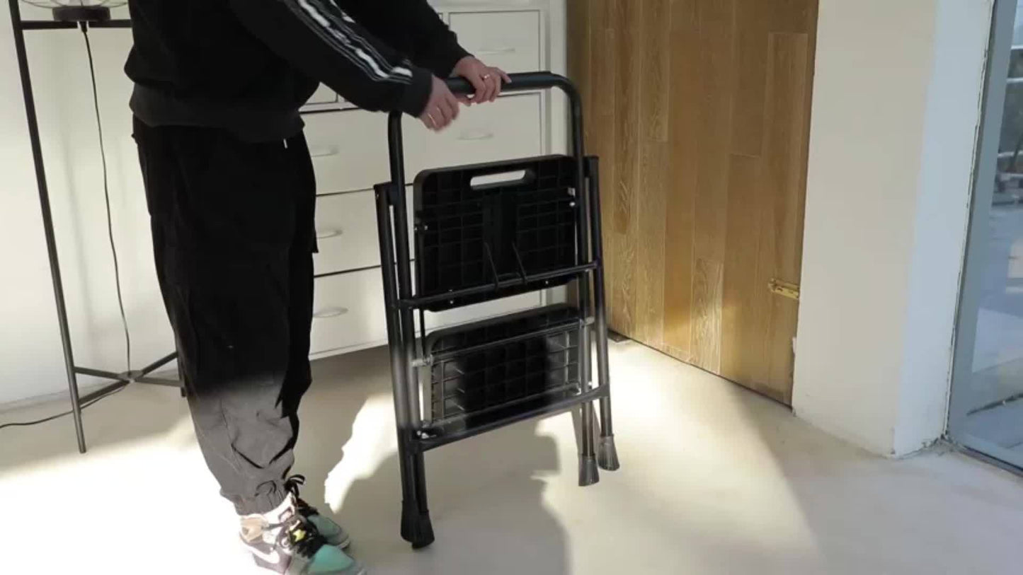 Smug 3 Step Folding Step Ladder 800 Lbs Anti Slip Handle