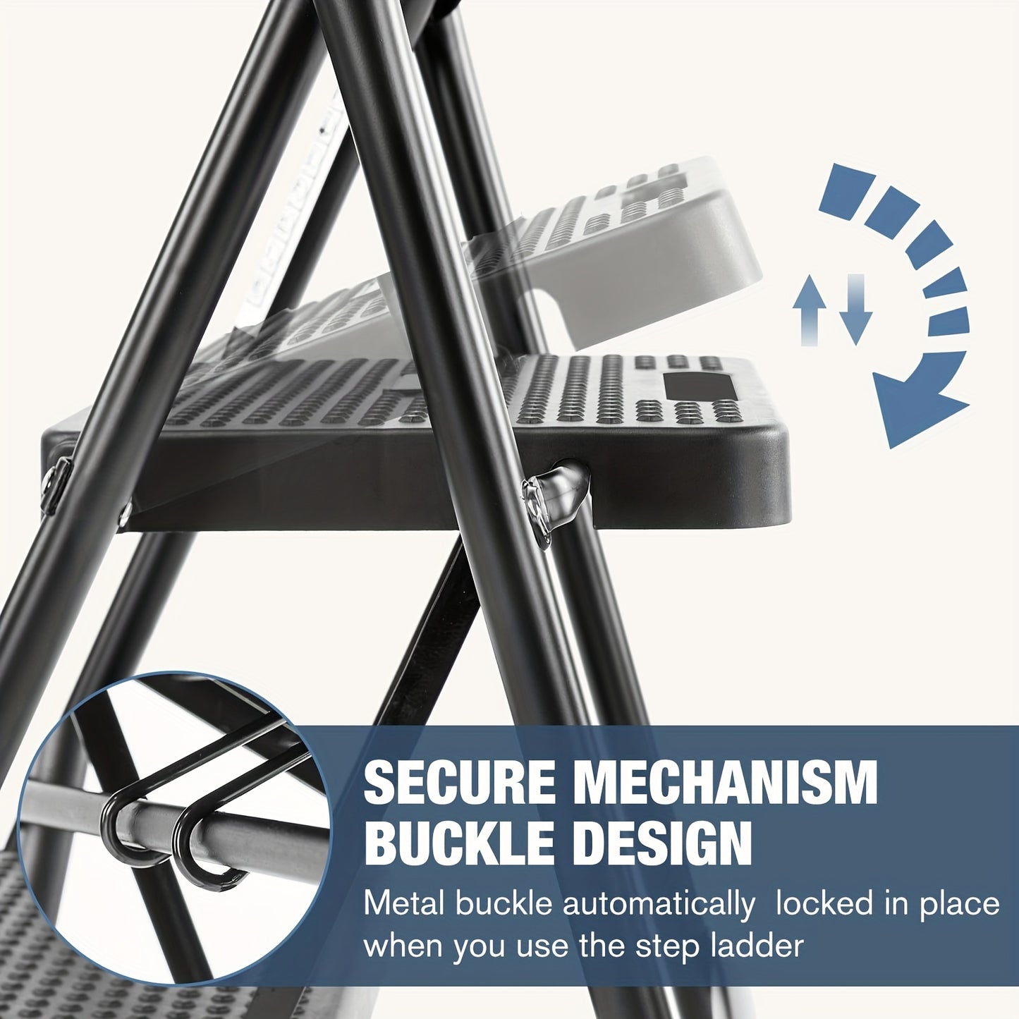 Smug 3 Step Folding Step Ladder 800 Lbs Anti Slip Handle