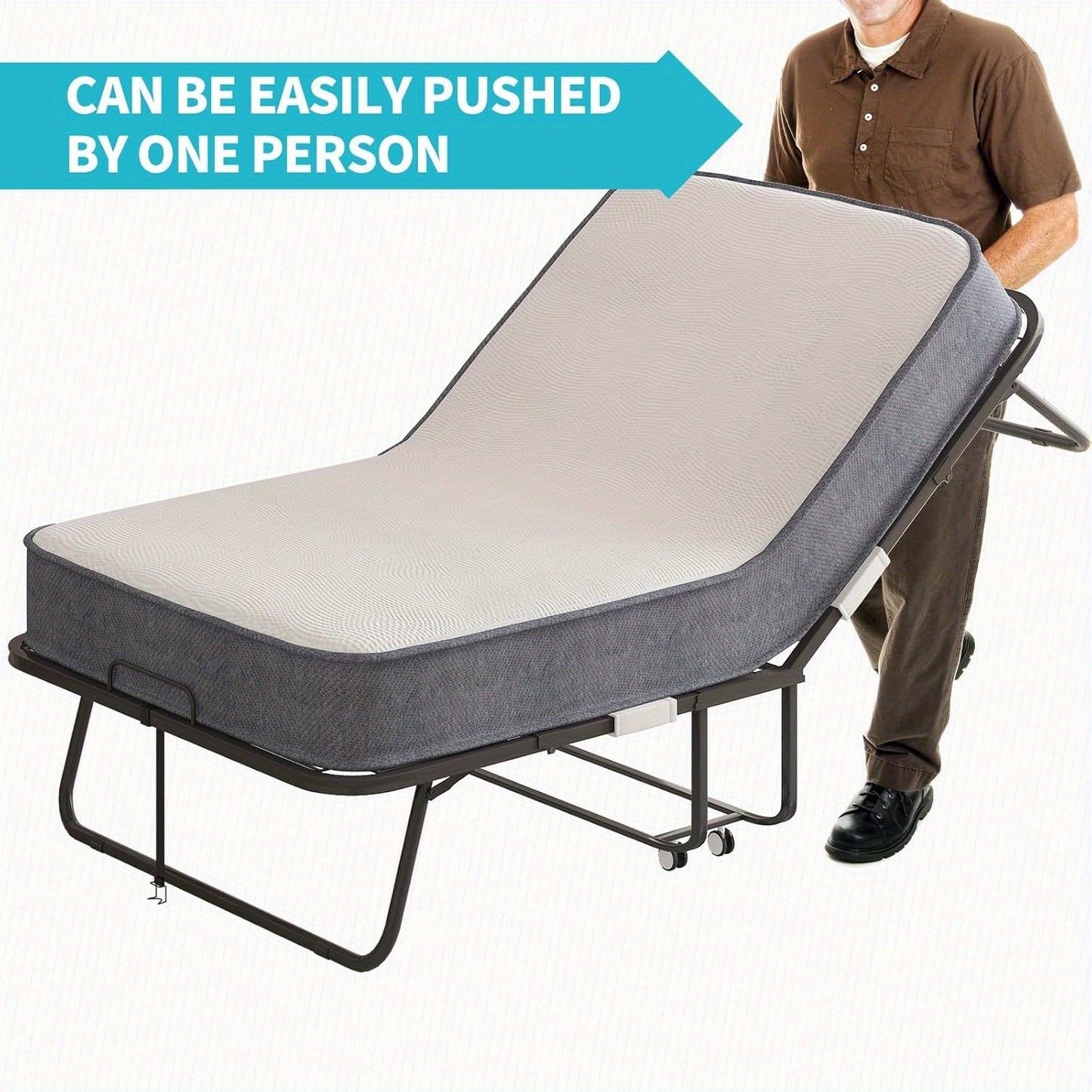 Foldable Bed With 5 Inch Foam Mattress Rollaway 75 By 31