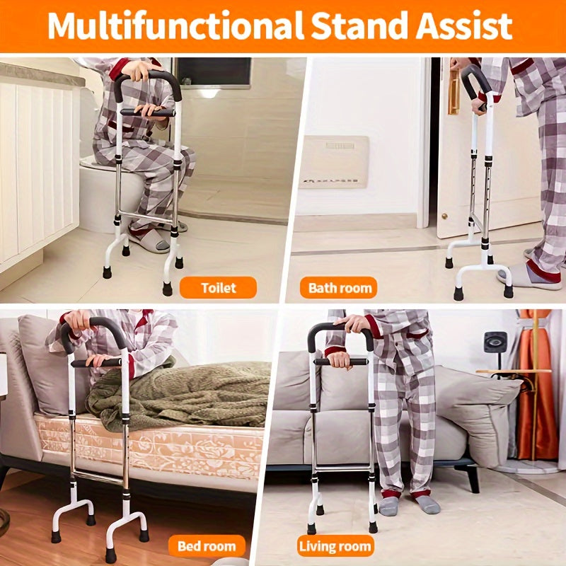 12.4 X 16.54 X 4.92 Inches, 1pc Koociri Easy Bed Rail - Adjustable Walking Aid, Strong Coated Steel Frame, Multiple Grips For Optimal Support, Suitable For Elderly/Adults, Home Bed Use
