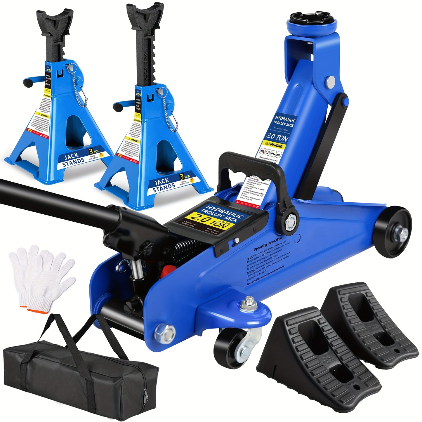 2/2.5/3 Ton Capacity, Jack Kit Low Profile Hydraulic Trolley Service/Floor Jack Combo, Multiple meal plans to choose from 3 Ton Jack Stands 2PCS, Tire Repair Kit, 14-inch Wheel Cross Wrench, Wheel Chock, Jack Accessories Red/