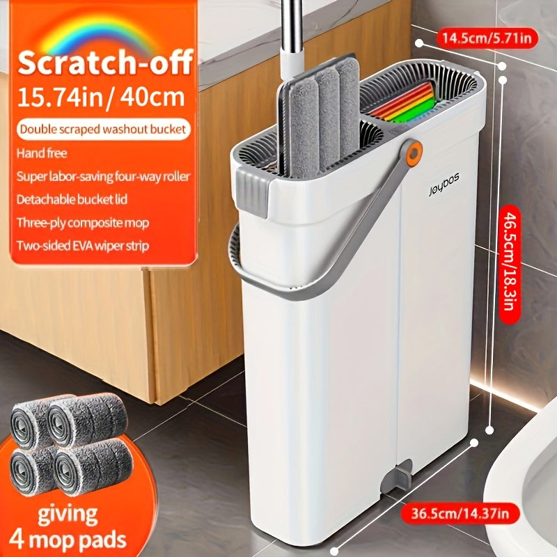 12.99inch/15.75inch Hand-Free Mop And Wash Bucket Set with 2 Washable Reusable Microfiber Cloths, Machine Washable Matching Cloths, Wet And Dry Floor Dust Mops, Floor Cleaning Systems, Bucket Sets, Cleaning Supplies, Cleaning