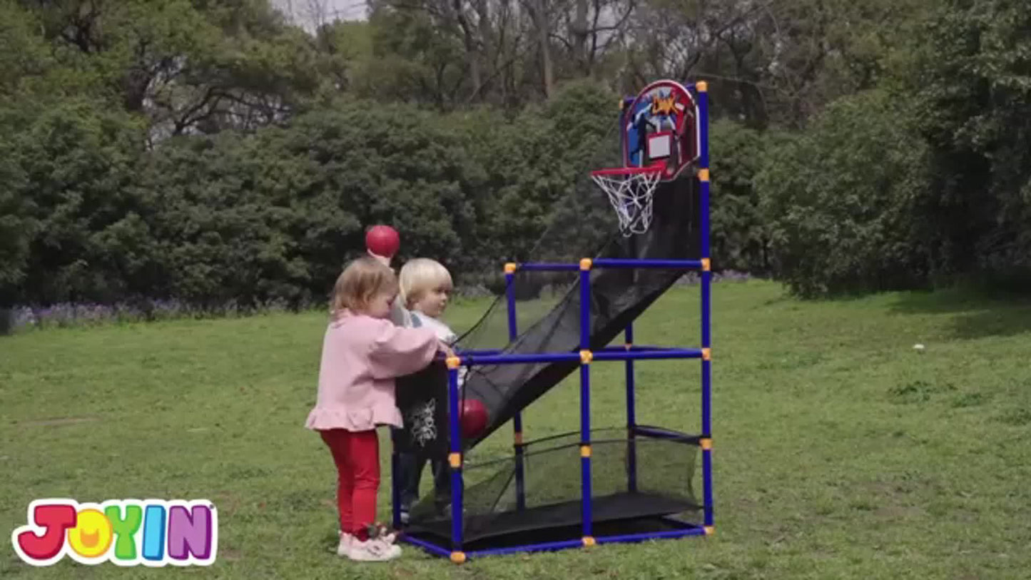 Arcade Basketball Set With 4 Balls And Hoop Air Pump Kids