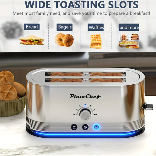 4 Slice Stainless Steel Toaster 7 Browning Levels Defrost