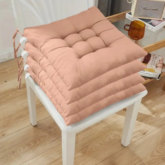 4-Pack Solid Color Polyester Chair Cushions - No Electricity Required, Durable Fabric, Plush Design, Suitable for Garden Chairs, Restaurant Chairs, Car Seats and Office Chairs