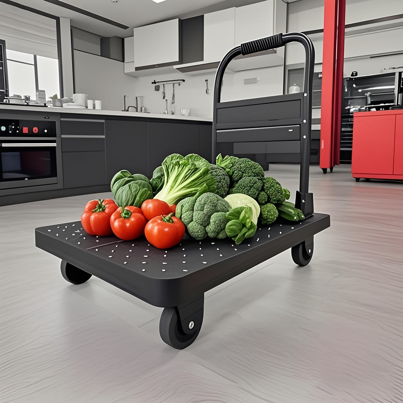 Heavy Duty Folding Trolley-800lbs Maximum Carrying Capacity Space Saving Foldable Platform, 360 ° Rotating Handle Heavy Duty Plastic Tray, Super Durable, Suitable for Home, Office, Warehouse. A Perfect Gift for A Father Or H