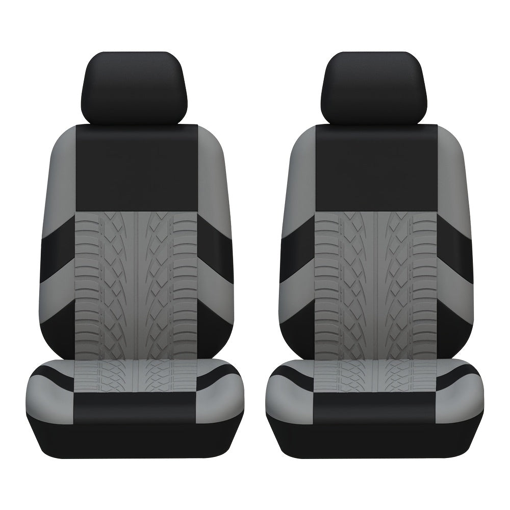 2pcs Durable Universal Car Seat Covers - Polyester Fabric, Fashionable, Easy to Clean, Multiple Colors