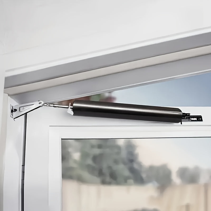 2pcs Wind-Resistant Heavy-Duty Door Closers with Adjustable Speed, Polished Metal Finish, Touch & Remote Control - Secure Home Safety