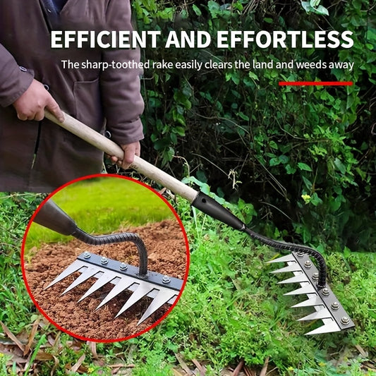 1pc Weeding Rake for Land Reclamation, Soil Loosening And Weeding Artifact, Double-Layer Welding Agricultural Tools, Six-Tooth Hoe, Multi-Tooth Weed Hoe (Without Handle)